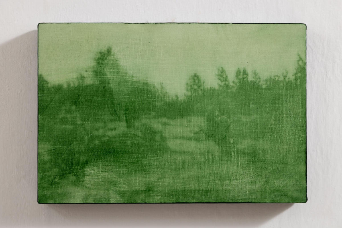 Prūsijas zaļais Nr. 7 | Prussian Green No. 7, 2026. Lins, eļļa | Oil on linen canvas, 20 × 30 × 3 cm.